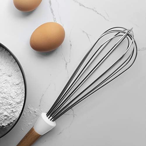 Country Kitchen Non Stick Silicone Utensil Set with Rounded Wood Handles for Cooking and Baking, 6 Piece Set, White - Image 5