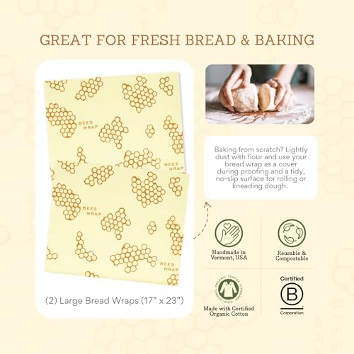 Bee's Wrap Beeswax Bread Wraps, 2 Pack - Honeycomb - Image 6
