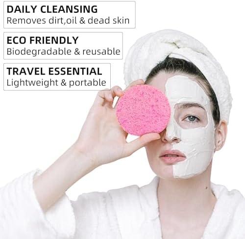 120-Count Compressed Facial sponges for Daily Facial Cleaning,Pink - Image 4