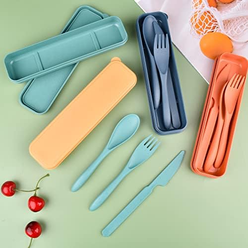 4 Sets Travel Utensils with Case, Reusable Cutlery Set for Lunch Box - Image 4