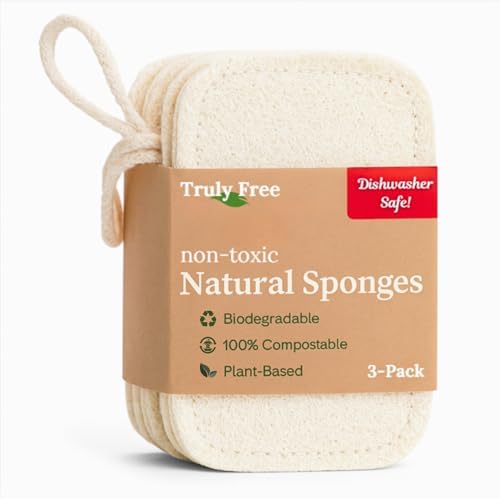 Truly Free Natural Cleaning Sponges - 4.4x2.8in - Pack of 3 by TrulyFreeHome