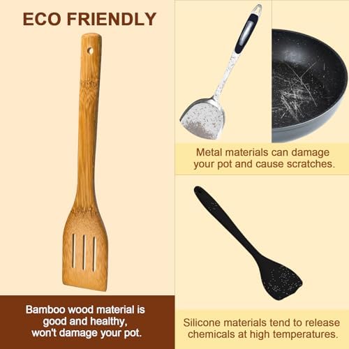 Eisinly 7-Piece Wooden Cooking Spoons,Durable Carbonized Bamboo Utensil Set - Image 6