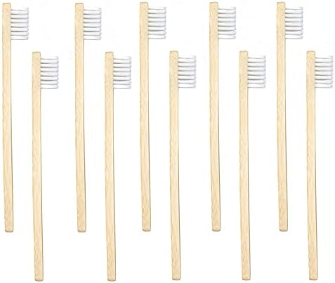 SEVENHEAD 10 PCS Kids Bamboo Toothbrushes Soft Bristles Wooden Toothbrushes, Natural Biodegradable BPA Free Eco Friendly Toothbrushes White by SEVENHEADSPRODUCT