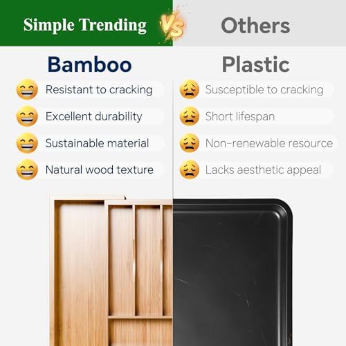 Simple Trending Expandable Bamboo Kitchen Drawer Organizer, Natural - Image 6