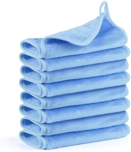 8 Pack Makeup Remover Cloth,13x7 Inch Reusable Makeup Remover Towels, Ultra Soft Microfiber Face Cloth Reusable Facial Washcloths, Blue by HealAge