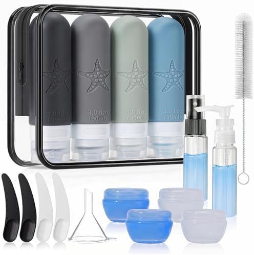 18 Pack Travel Bottles for Toiletries, Leak Proof, TSA Approved 3oz by JBYAMUS