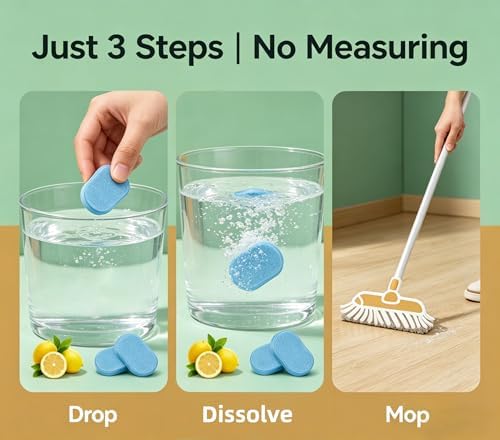 Floor Cleaner Tablets, 24pcs Multi-Surface Floor Cleaner Solution | Pet Safe, No Residue, No Streaks,Robot Mop Safe Quick Dissolve Floor Cleaning Tablets for Wood Tile Laminate - Image 3