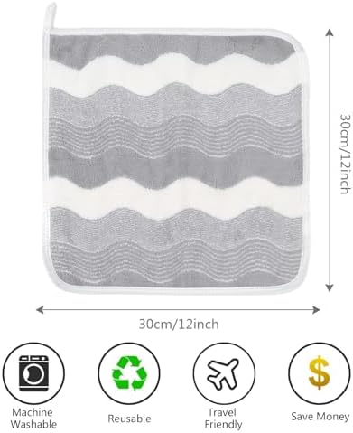 SINLAND Absorbent Coral Velvet Washcloth Ultra Soft Microfiber Face Towels 12 x 12 inch Multi-Purpose Face Cloths for Household and Sport - Image 2