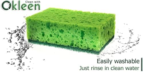 Green Multi Use Scrub Sponge. Made in Europe. 9 Pack, 4.3x2.8x1.4 inches. Odorless Heavy Duty and Non Scratch Fiber. Best, Durable, Delicate, Porous, Non Cellulose Kitchen Sponges and Scrubbers - Image 3