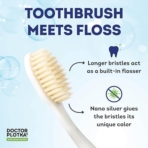 MOUTHWATCHERS Dr Plotkas Soft Bristle Flossing Toothbrush Manual Soft Toothbrush for Adults, Ultra Clean, Good for Sensitive Teeth and Gums, Variety 4 Pack, Colors May Vary - Image 2