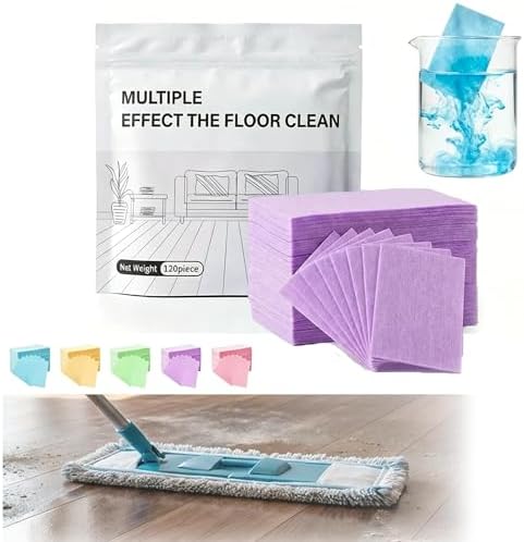 120 Pack Multi-surface Floor Cleaning Tablets, Water Soluble Floor Cleaner Sheets for Mopping Hardwood, Floors, Wall Tiles, Glass, Just Drop In Water, No Measuring (Purple-120) by Unknown