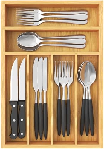 Lifewit Bamboo Silverware Tray for Drawer, 9.9 x 15.5 by Lifewit