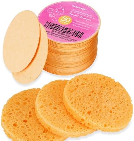 GAINWELL 50-Count Compressed Face Sponges, 100% Natural Wooden Cellulose Cosmetic Spa Sponge for Facial Cleansing, Exfoliating Mask, Makeup Removal by GAINWELL