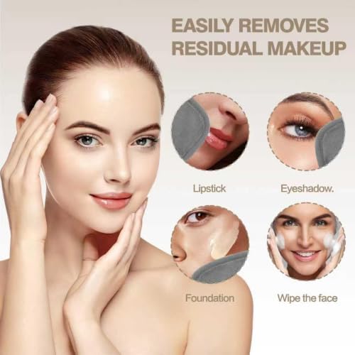 Puomue Makeup Remover Cloth 12 Pack, Super Soft and Reusable Microfiber Makeup Remover Towels for All Skin Types, Perfect Face Towels for Women, 6 Inch x 6 Inch, Grey - Image 5