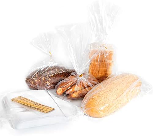 Reusable Bread Bags with Ties, Clear, 200 Bags and 200 Ties, For Homemade Bread and Bakery Loaf, Adjustable (200) - Image 2