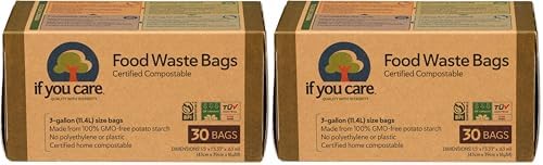If You Care Compostable Trash Bags for Food Scraps, Kitchen Waste, Garbage – 30 Count, 3 Gallon – Certified Compostable, Non Plastic, Disposable (Pack of 2) by IfYouCare