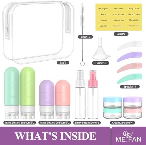 ME.FAN 18 Pack Travel Bottles for Toiletries, TSA Approved, Bright - Image 2
