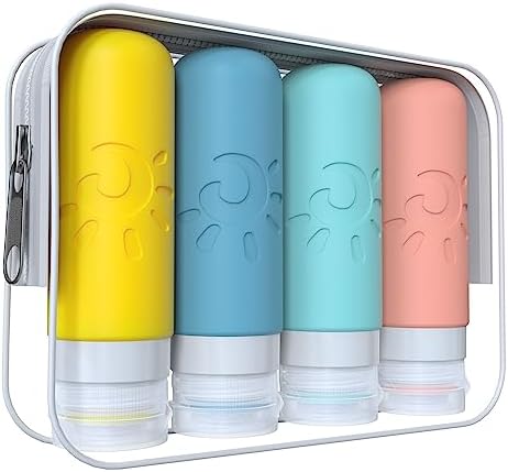 Zafit Travel Bottles for Toiletries, TSA Approved Travel Containers 3oz Leak Proof Travel Tubs Refillable Liquid Travel Accessories for Shampoo Conditioner Lotion Body Wash(Multicolored B) by ZAFIT