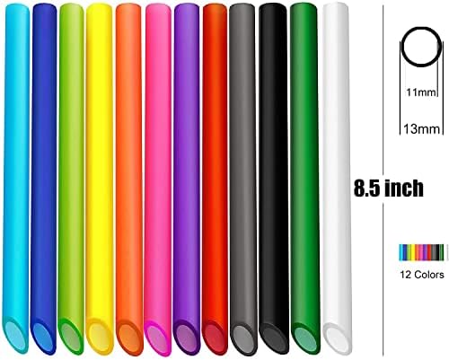 ALINK 12 Pcs Reusable Boba Straws, 8.5-inch Smoothie Straws with 2 Brushes - Image 2