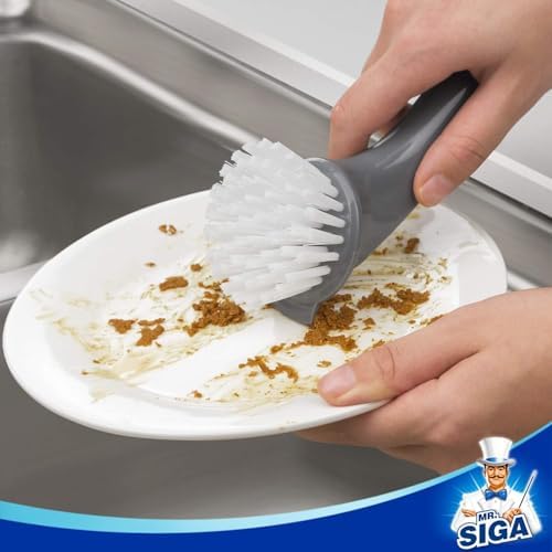 MR.SIGA Pot and Pan Cleaning Brush, Dish Brush for Kitchen, Gray, Pack of 2 - Image 5