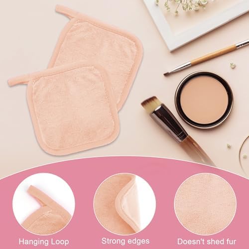 Puomue Makeup Remover Cloth 12 Pack, Ultra Soft and Reusable Microfiber Makeup Remover Towels for All Skin Types, Perfect Face Towels for Women, 6 Inch x 6 Inch, Pink - Image 3