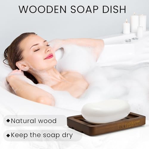 2 Pack FSC Bamboo Soap Dish, Slotted Self-Draining Bar Soap Holder - Image 5