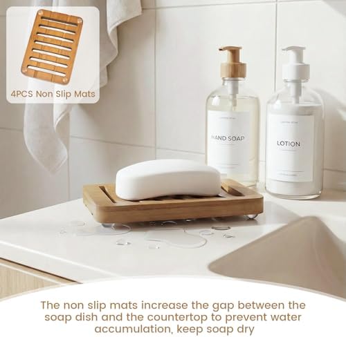 Curved Slotted Wood Soap Dish, 1 Pack, Warm Brown - Image 4