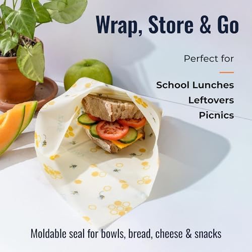 Beeswax Wraps, Cotton Food Storage Set, Honeycomb - Image 3