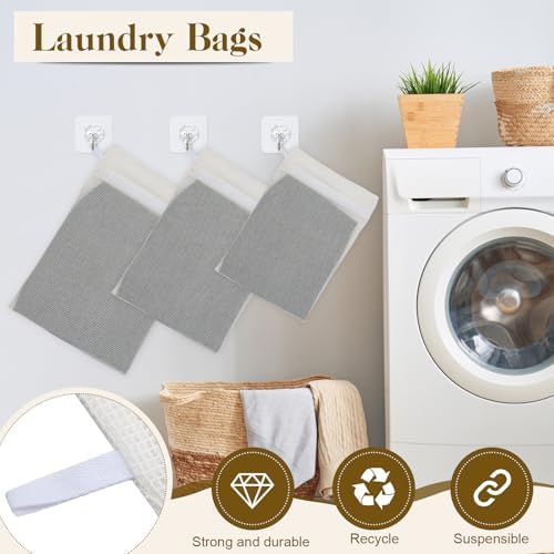 5-Piece Organic Cotton Laundry Bags with Zipper and Hanging Loop, 3 Sizes (S, M, L) Mesh Laundry Bag, Durable Cotton Mesh Laundry Bag for Delicate Underwear and Socks. - Image 7