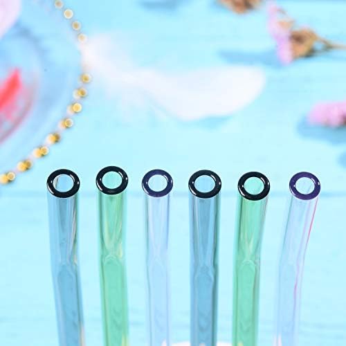 Reusable Glass Straws - 9" L x 8 mm W - Smoothie Drinking Straws for Smoothie, Milkshakes, Pack of 6 with 1 Cleaning Brush (mix4) - Image 6