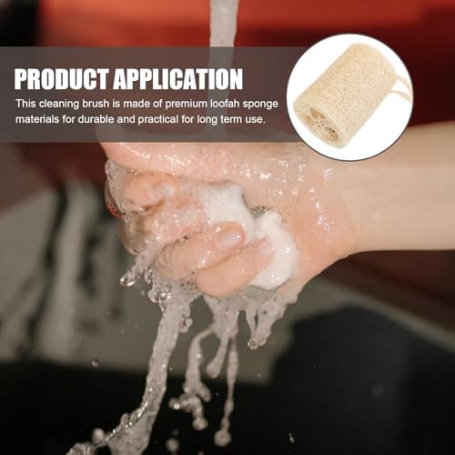 Ipetboom 4 Pcs Natural Loofah Sponge Kitchen Cleaning Brushes, 7.5cm Diameter 4-6cm, White and Natural Colors with Hanging Rope, Eco-Friendly Dish Scrubber Sponges for Dishwashing and Bowl - Image 6