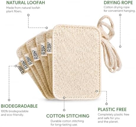 Purely Plant Loofah Dish Sponge 6 Pack–Non Toxic, 100% Plastic Free, Compostable & Biodegradable Premium Kitchen Scrubber, Plant Based, Non-Scratch Scouring Pad for Sink, Tile & Grout Cleaning Luffa - Image 6
