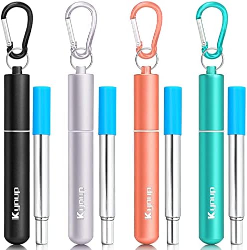 Kynup Reusable Metal Travel Straws with Case & Cleaning Brushes (4Pack) by SunhpMallLLC
