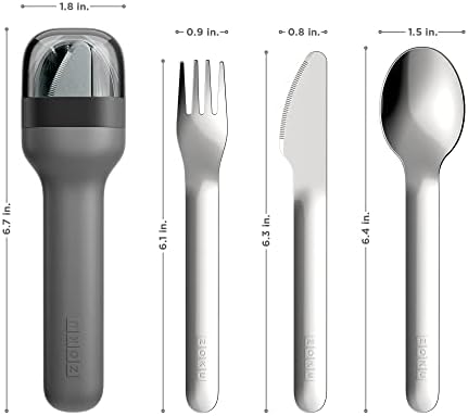 ZOKU Pocket Utensil Set, Charcoal - Stainless Steel Fork, Knife, and Spoon Nest in Hygienic Case - Portable Design for Travel, School, Work, Picnics, Camping and Outdoor Home Use - Image 3