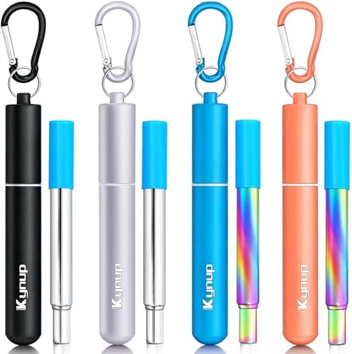 Kynup Reusable Collapsible Metal Straws, Cruise Ship Essentials (4Pack) by SunhpMallLLC