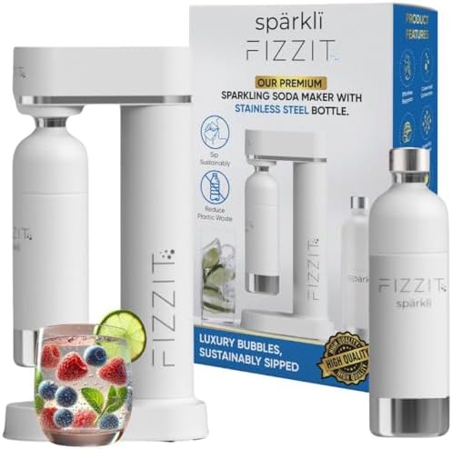 Fizzit Spärklï Carbonated Water Soda Maker with Stainless Steel Bottle Included,Dishwasher Safe by FIZZIT