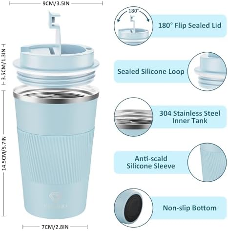 CS COSDDI 12 oz Coffee mug - Stainless Steel Coffee Cup with Leakproof Lid - Image 3