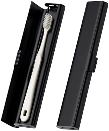 Portable Toothbrush Travel Case: Breathable & Dirt-Proof Hotel Camping Outdoor - Aluminum for Storage Recyclable Traveler (1, Black) by betevie