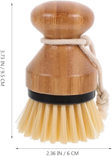 Bamboo Dish Scrub Brush Set, Natural Palm Fiber Bristles for Cleaning Pots, Pans, Dishes & Kitchen Sink, Ergonomic Grip, Durable Eco-Friendly Design (2 Pack) - Image 2