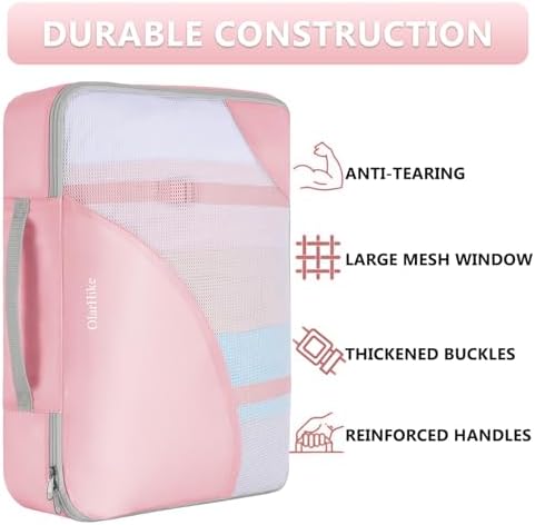 8 Set Packing Cubes for Travel, Gifts for Women Mom,Anti-Tearing Suitcase Organizer for Luggage with Shoe & Hanging Toiletry Bag,OlarHike Vacation Essentials & Accessories for Cruise Ship,Dream Pink - Image 4