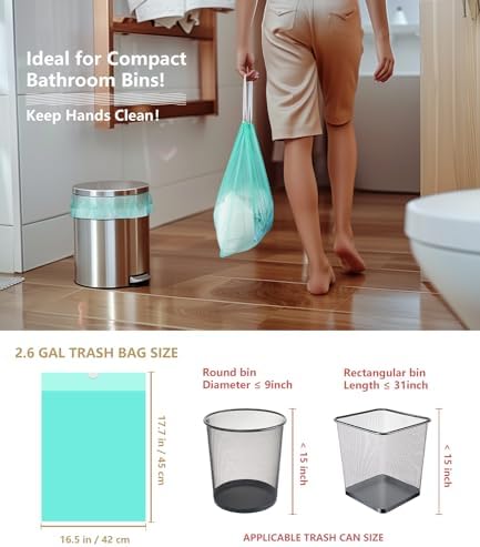 AYOTEE 3 Gallon Trash Bags with Drawstring, Biodegradable 2.6 Gallon Compostable Garbage Bags (125 Counts), Compostable Small Trash Bag,Small Garbage Bag for Bathroom，Bedroom, Kitchen - Image 4