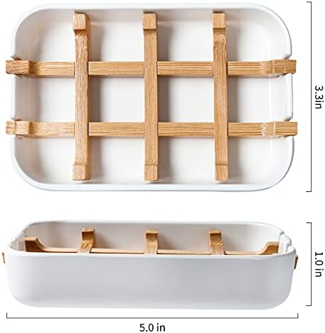 Soap Dishes for Bar Soap, White Bathroom Soap Holder, Bamboo Soap Dishes Holder for Bathroom Shower, Bathroom Sink Soap Dish, White Soap Tray. - Image 6