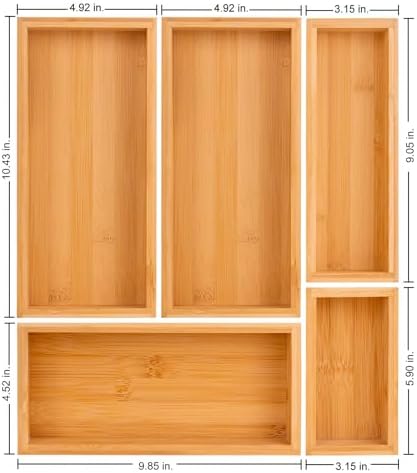 bamboo drawer organizer Set,expandable drawer dividers,wooden storage organizers,drawer organizers for kitchen, bathroom,flatware,Tea Bag Organizer (1 X 5PCS Natural) - Image 3