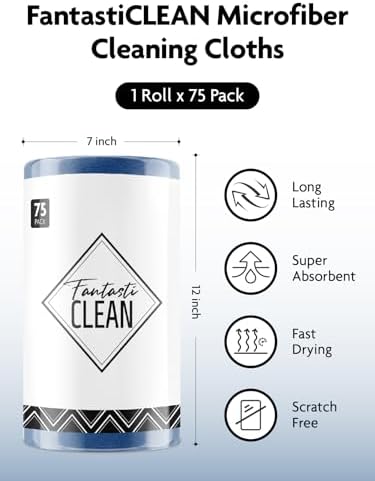 Fantasticlean Microfiber Cleaning Cloth Roll-75 Sheets, 12"x12" (Navy Blue) - Image 4