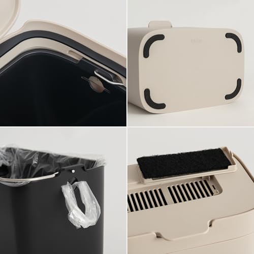 KAZAI. Compost Bin Kitchen 'Elin' | 1.2 GAL / 4.5L Countertop Compost Bin with Lid & Carbon Filter | Odor-Free, Dishwasher Safe, with Inner Bucket | Small Indoor Kitchen Composter | Taupe - Image 6