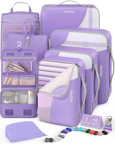 OlarHike 8 Set Packing Cubes for Travel,Gifts for Women Mom,Anti-Tearing Suitcase Organizer,with Over 1000 pcs Mesh Holes,Vacation Essentials & Accessories for Cruise Ship by OlarHike