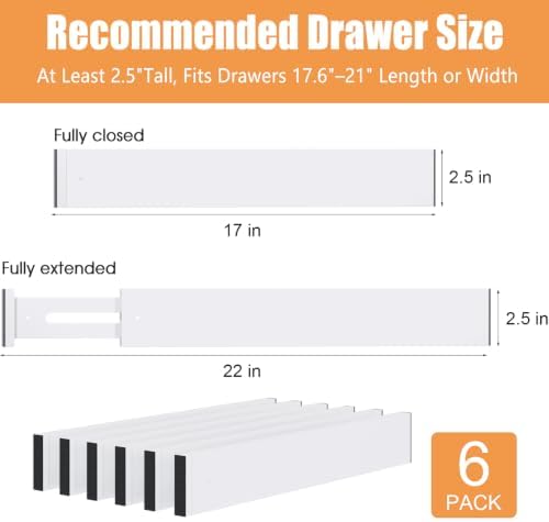 Bamboo Drawer Dividers, Adjustable Drawer Organizers, Fits 17.6–21" Drawers - Image 3
