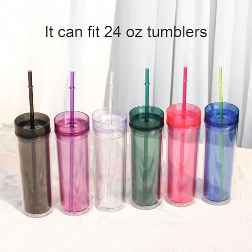 DAKOUFISH 11 Inch Clear Reusable Plastic Replacement Drinking Straws for 24 oz & 16 oz Mason Jar Tumblers,Set of 12 Pcs Straws with Cleaning Brush (11inch 7color) - Image 5