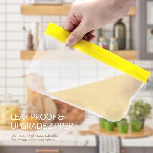 10 Pack Reusable Gallon Freezer Bags, Yellow - Image 2