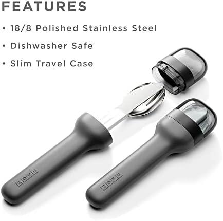 ZOKU Pocket Utensil Set, Charcoal - Stainless Steel Fork, Knife, and Spoon Nest in Hygienic Case - Portable Design for Travel, School, Work, Picnics, Camping and Outdoor Home Use - Image 2